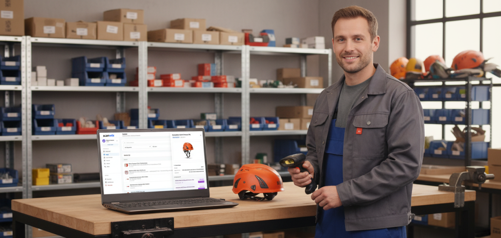 Scanwiz Handwerker im Werkzeuglager