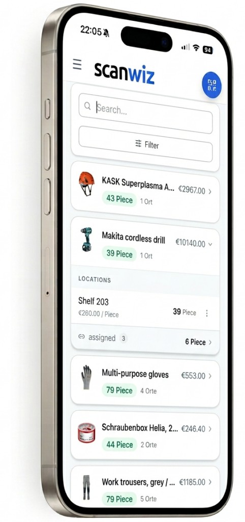 Scanwiz Mobile Screen materials management 