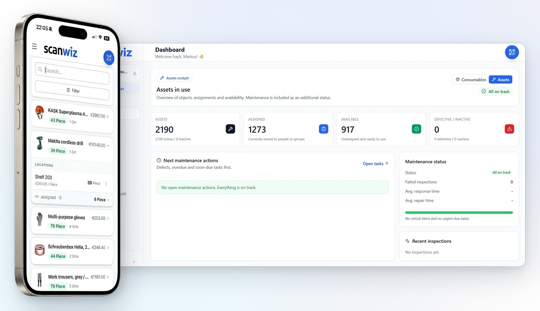 Scanwiz dashboard and mobile app