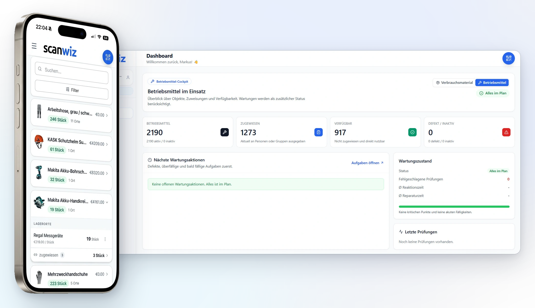 Scanwiz Dashboard und Mobile-App